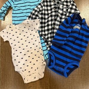 Blue and Black Striped Kids One Piece